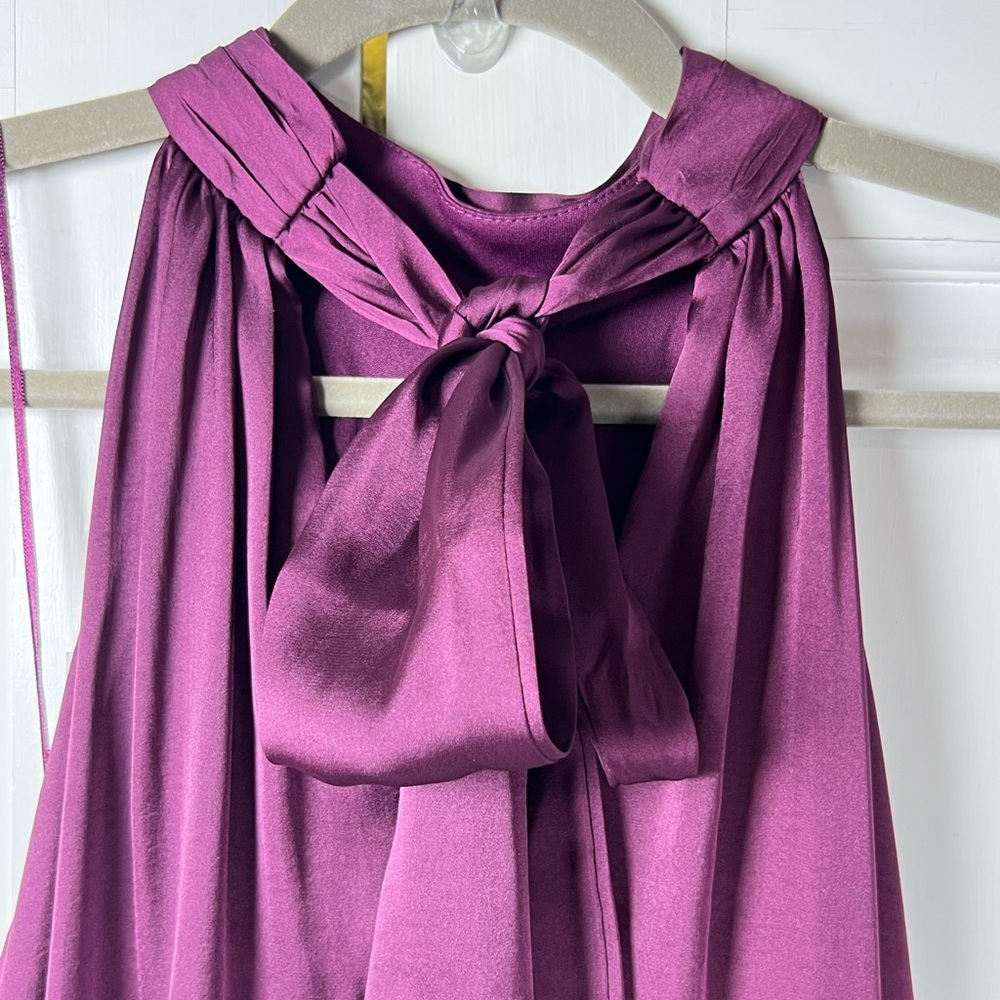 NWT MSK Stunning Extra Wide Leg Silky Feel Halter Back Neck Tie Jumpsuit Sz S - Picture 5 of 10